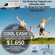 Fpl rebate incentives on new energy efficient air conditioning systems and typical cost savings after replacing existing air conditioning unit. Air Conditioning Service Florida Cool Inc Spring Cool Cash Rebate
