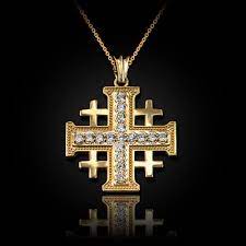 Yellow Gold Diamond Jerusalem Cross Pendant Necklace Cross Pendant Necklace Cross Pendant Gold Cross Necklace