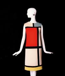 Yves Saint Laurent Short Cocktail Dress Tribute To Piet Mondrian Haute Couture Collection Fall Winter 1965 Ecru Wool Fashion Mondrian Dress Piet Mondrian
