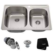 Make sure you check all parts and follow the included installation instructions.recommended tools & supplies:· silicone sealant and caulk gun·. 33 Drop In 18 Gauge Stainless Steel 60 40 Double Bowl Kitchen Sink