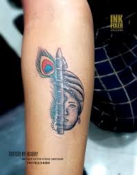 Lord Krishna With Flute Tattoo Done At Ink Fixer Tattoo Studio Mathura For Appointment 7417653480 Inkfixertattoos Flute Tattoo Krishna Tattoo Tattoo Studio
