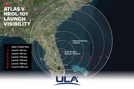 Posting a map of the rocket's trajectory, he tweeted: Ula On Twitter Wondering When And Where You May See The Atlasv Nrol101 Launch This Visibility Map Shows Your Best Chances To See The Rocket In The Southeastern U S Launch Is Scheduled