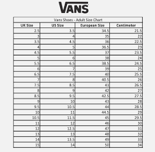 Vans Scarpe Size Chart