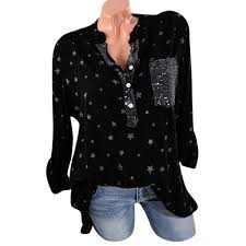 Ghrcvdhw T Shirt Blouse Plus Size Womens Shirt Casual Stars