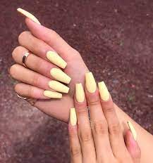 Kazmiraemery On Instagram Obsessed With This Super Pastel Yellow Kazmiraemery Acrylic Nails Yellow Yellow Nails Acrylic Nails Coffin Short