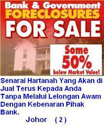 Bisa juga dilakukan jual beli bawah tangan dimana jual beli dilakukan hanya antara penjual dan pembeli tanpa sepengetahuan bank. Kawasan Johor 2 Listing Rumah Murah Untuk Dijual Nzr Properties Realty Resources Senarai Rumah Lelong Kepada Yang Ingin Membeli Rumah Bank Lelong