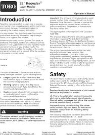 Toro lawn mower model 20017/serial: Toro 20017 User Manual Mower Manuals And Guides L0904581
