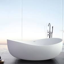 The size makes it a perfect solution for smaller bathrooms. Modern Oval Freestanding Stone Resin Soaking Bathtub With Center Drain In Matte White In 2021 Free Standing Bath Tub Soaking Bathtubs Free Standing Tub