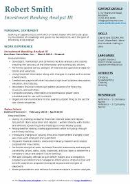 Just fill in your details, download your new resume & start your job. Investment Banking Analyst Resume Samples Qwikresume