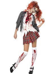 Disfraz de colegiala zombi de terror de secundaria para adulto, pequeño