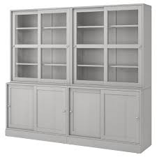 Havsta Aufbewahrung Mit Glasschiebeturen Grau Ikea Osterreich In 2020 Sliding Glass Door Glass Shelves Glass Door
