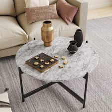 Furniture suitable for contract projects. Nathan James Piper Faux White Marble Round Modern Living Accent Side Or Coffee Sofa Center Table For Dining Room Tea With Metal Frame Black Buy Online At Best Price In Uae Amazon Ae