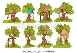 Find great deals on ebay for kids ladder. Tree Wood Houses For Children Playground With Ladder Swing And Flip Flap To Play For Kids Outdoor Flat Vector Illustrations Canstock