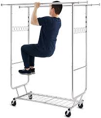 Check out our portable rack selection for the very best in unique or custom, handmade pieces from our hangers & clothing storage shops. Buy Hokeeper Double Clothing Garment Rack With Shelves Capacity 600 Lbs Clothing Racks On Wheels Rolling Clothes Rack For Hanging Clothes Heavy Duty Portable Collapsible Commercial Garment Rack Chrome Online In Indonesia