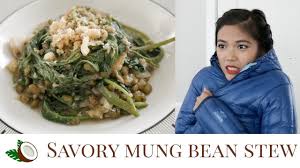 This bean soup uses mung beans simmered in chicken broth with prawns and diced pork. Mongo Filipino Food Recipe Filipino Mung Bean Stew Youtube