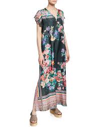 Johnny Was Brenda Silk Floral Maxi Dress In Multi Modesens In 2020 Short Sleeve Dresses Floral Maxi Dress Maxi Slip Dress