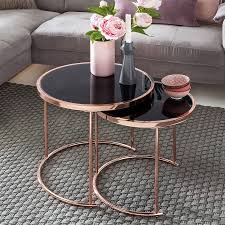 beistelltisch set cassapolis 2er set kupfer couchtisch glastische wohnzimmertische