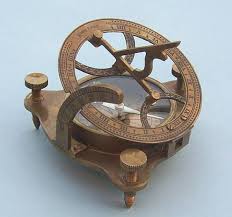 Adjust the angle for declination. Engravable Antique Brass Sundial Compass With Wood Case
