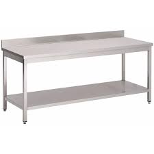 Mesa De Acero Inoxidable Con Estante Y Con Peto Gastro M Mesa De Acero Inoxidable Mesa De Acero Muebles De Acero Inoxidable