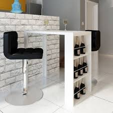 White Bar Table High Gloss Dining Table Bar High Stand Wine Rack Shelves Kitchen White Bar Table Kitchen Bar Table Breakfast Bar Table