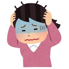 頭を抱えて悩んでいる人のイラスト（女性） | かわいいフリー素材集 ...