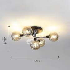 Ksana farmhouse chandeliers for dining rooms, 4 lights metal dining room lighting fixtures ceiling hanging, orb foyer chandelier lighting for bedroom and living room, faux wood & silver brushed finish. New Magic Bean Chandelier Silver Glass Ball Ceiling 5 Light Modern Creative Dining Room Black Nordic
