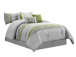 Recently added comforters green comforters. 7 Piece Nico Comforter Set Bedding Geometric Triangle Embroidery Embossed Gray Sage Green King Size Walmart Com Walmart Com
