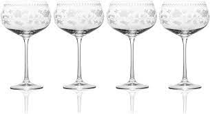 Mikasa long stem glass flowers. Amazon Com Mikasa Vintage Floral White Wine Glass Set Of 4 Clear Everything Else