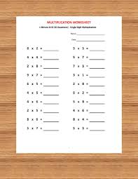 Multiplication 1 Minute Drill H 10 Math Worksheets With Etsy Math Worksheets Math Addition Worksheets Kids Math Worksheets