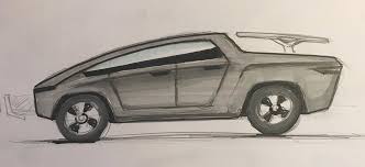 Elon Musk Fan Draws The Under 50k Tesla Pickup Truck Sketch And It S Awesome Tesla Pickup Tesla Tesla Pickup Truck