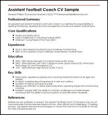 Assistant Football Coach Cv Sample Myperfectcv Resume Coach Football Coach Administrative Assistant Resume