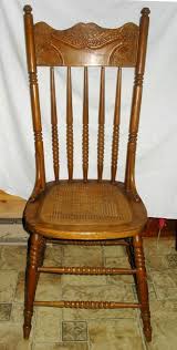 Antique Tennessee Heritage Oak Wood Cane Seat Spindle Press Back Carved Chair Wood Chair Chair Cane Dining Chairs