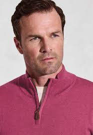 Sussex Raspberry 12 Gauge Luxury Cotton Merino Zip Neck Sweater
