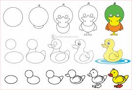 Menggambar bebek sedang berenang, berlari, dan mencelupkan kepalanya ke dalam air, ada telur bebek di dalam sarang juga digambar. Gnj34ru1v8e2ym