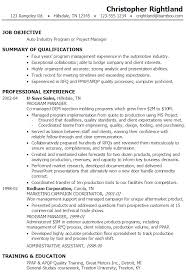 Resume Program Manager Or Project Manager In Auto Industry