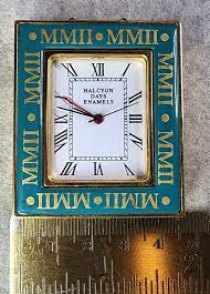 Halcyon Days Enamel travel alarm clock from 2002 market with roman MMII |  eBay
