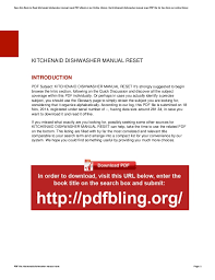 Maybe you would like to learn more about one of these? Kitchenaid Dishwasher Manual Reset