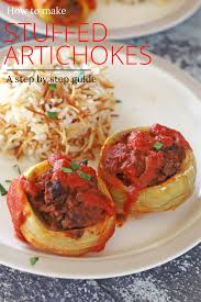 Stuffed Artichokes Recipe With Meat Recipe Artichoke Recipes Egyptian Food Recipes