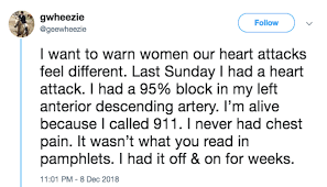 Heart attack symptoms can differ for men and women, but the most common symptom for both is chest pain. Heart Attack Symptoms Are Different For Women Twitter Thread Explains