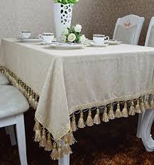 Simple Modern Beige Cotton And Linen Blended Fringed Round Table Cloth Coffee Table Cover A 120x160cm 47x63in Coffee Table Cover Dining Table Cloth Table Cloth