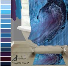 Towels, bath mats, shower curtains. Blue And Purple Bathroom Sets Fabric Shower Curtain Bath Etsy