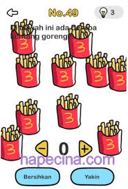 Di bawah ini ada berapa kentang goreng? Jawaban Brain Out Level 41 42 43 44 45 46 47 48 49 50 Plus Gambar