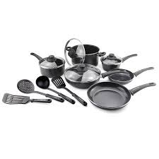 Greenlife Diamond Reinforced Ceramic Non Stick 14 Piece Soft Grip Cookware Set Black Ceramic Non Stick Cookware Set Ceramic Nonstick Cookware
