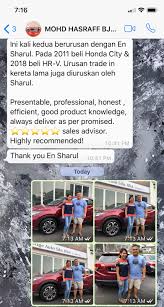 Saya juga menyediakan perkhidmatan bagi yang mahu tambah kereta atau trade in kereta lama & beli kereta baru. Sharul Honda