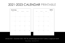 8 5 x 11 calendars printable. Printable Calendar 2021 2022 2023 Monthly Planner For 36 Etsy Printable Calendar Calendar Printables Calendar