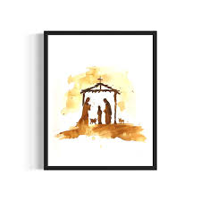 Nativity Scene Poster Art Print, Religious Christian Bible Painting Wall  Decor