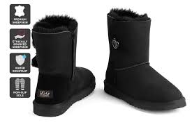 4.5 out of 5 stars. Dick Smith Nz Outback Ugg Boots Short Button Premium Double Face Sheepskin Black 8m 9w Us Clothing Shoes Accessories Women Women S Shoes Ugg Boots Slippers