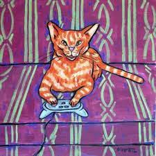 4 25 X 4 25 Inch Ceramic Art Tile Listed And Individually Made By The Artist Four Cork Dots On The Back Of The Tile Pro Ginger Cat Art Cat Art Animal Art
