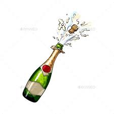 Champagne Bottle With Cork Popping Out Bottle Drawing Champagne Bottle Champagne