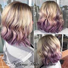 Icy Blonde With Purple Violet Peekaboos And A Cute Textured Bob See This Instagram Photo By Tiffanyshairstud Short Red Hair Purple Blonde Hair Peekaboo Hair